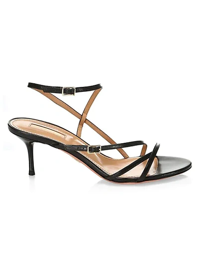 Shop Aquazzura Carolyne Leather Strappy Sandals In Black