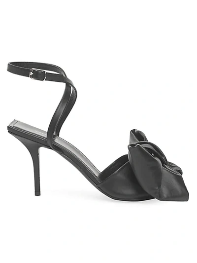 Shop Balenciaga Square Knife Bow Leather Sandals In Black