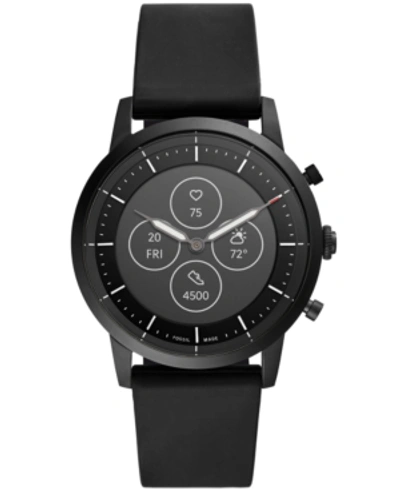 Shop Fossil Tech Collider Black Silicone Strap Hybrid Smart Watch 42mm