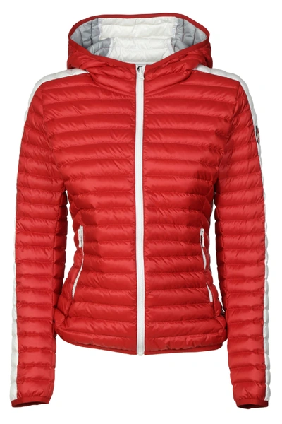 Shop Colmar Wide Hood Zip Padded Jacket In Rosso