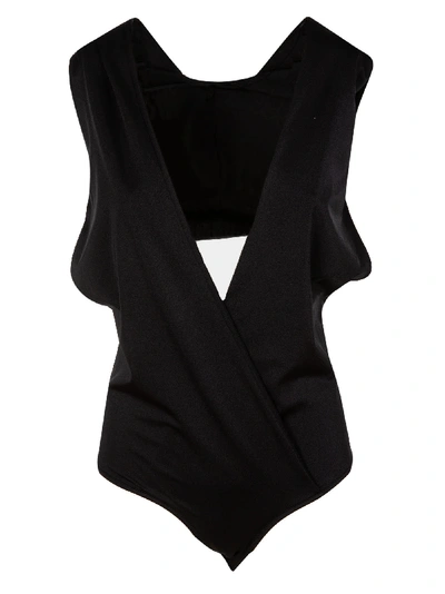 Shop Balmain V-neck Wrapped Bodysuit In Black