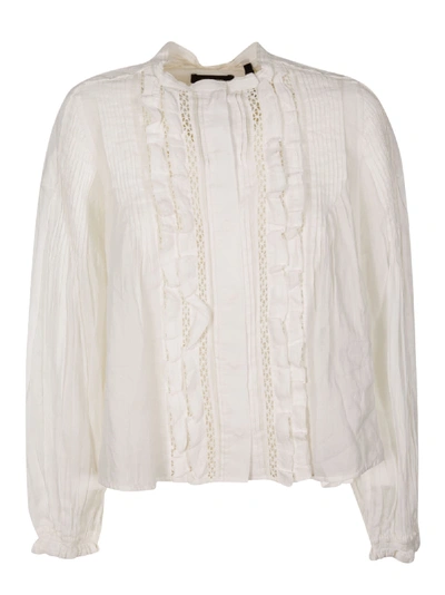 Shop Isabel Marant Front Ruffled Blouse In White