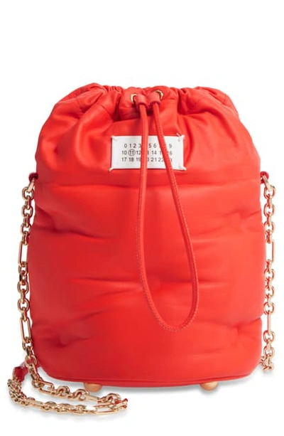 Shop Maison Margiela Glam Slam Leather Bucket Bag In Tangerine
