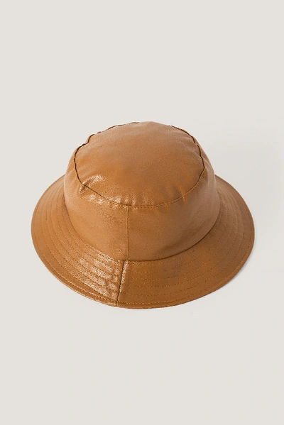 Shop Na-kd Faux Leather Bucket Hat - Brown