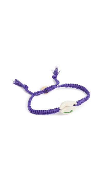 Shop Venessa Arizaga Palm Tree Shell Bracelet In Green/purple