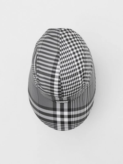 Shop Burberry Logo Appliqué Check Bonnet Cap In Black/white