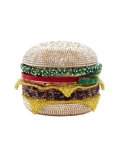 Shop Judith Leiber Embellished Hamburger Box Clutch In Multicolor