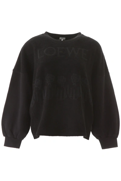 Shop Loewe Embroidered Sweatshirt In Black