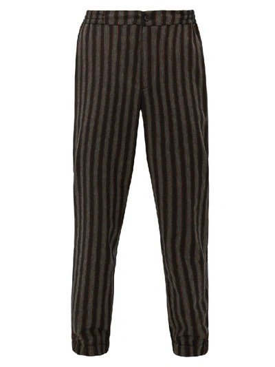 Shop Etro Striped Slim-leg Trousers In Black