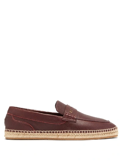 Shop Etro Penny-loafer Leather Espadrilles In Burgundy