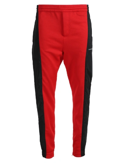 Shop Givenchy Red And Black Logo Jogger Pants