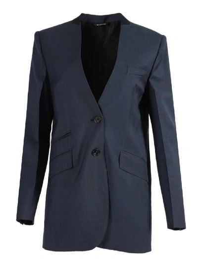 Shop Givenchy Boxy Over-sized Navy Blazer Jacket In Blue