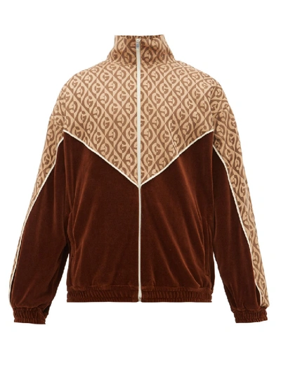 Shop Gucci Logo-jacquard Track Jacket In Brown