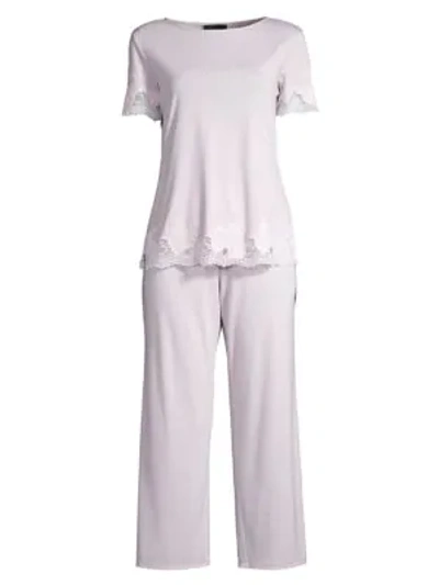 Shop Natori Shangri La 2-piece Pajama Set In Heather Silver Pearl