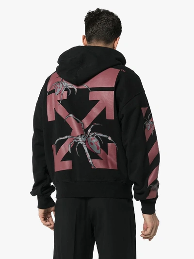 Shop Off-white Mens Black Spider Arrows Print Cotton Hoodie