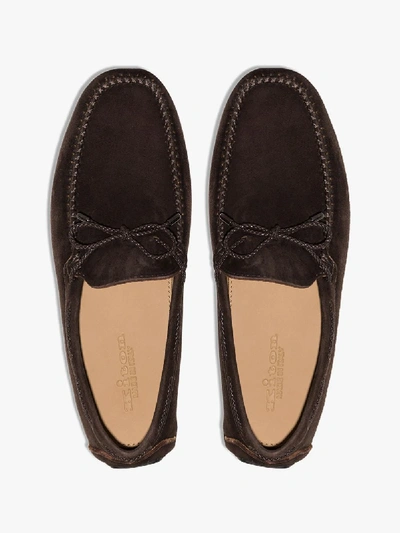 Shop Kiton Brown Suede Driving Shoes