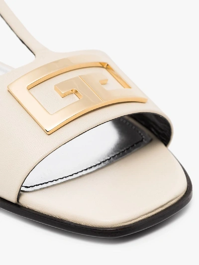 Shop Givenchy Neutrals Cream Mystic T-bar Leather Sandals
