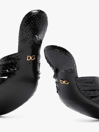 Shop Dolce & Gabbana Black 30 Python Print Leather Mules