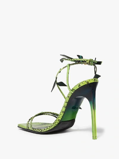 Shop Versace Womens Black Green 110 Snake Print Leaf Leather Sandals