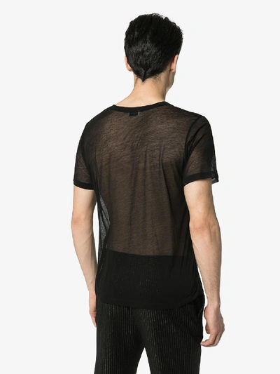 Shop Saint Laurent Mens Black Sheer Cotton T-shirt