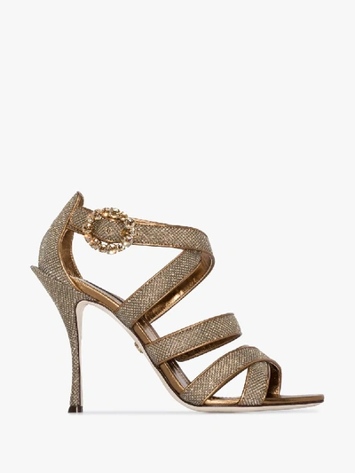 Shop Dolce & Gabbana Bronze Keira 105 Glitter Sandals In Metallic