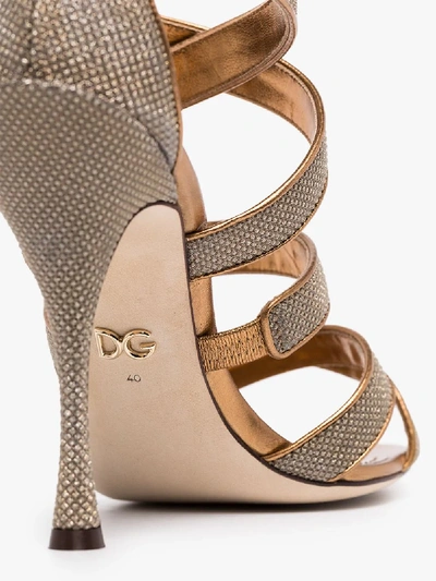 Shop Dolce & Gabbana Bronze Keira 105 Glitter Sandals In Metallic