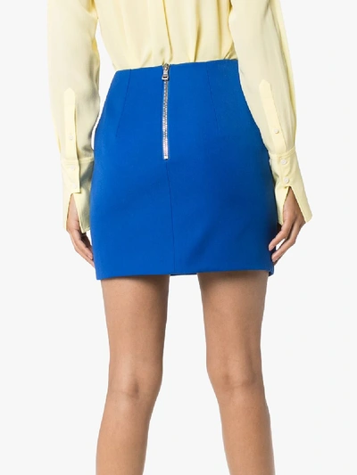 Shop Balmain Womens Blue Wrap-style Mini Skirt