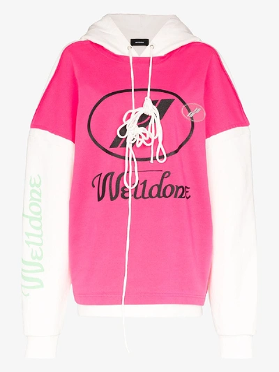 Shop We11 Done Remake Logo Hoodie In Pink