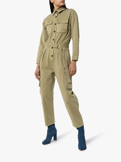 Shop Frame Safari Boiler Cotton Jumpsuit In Green