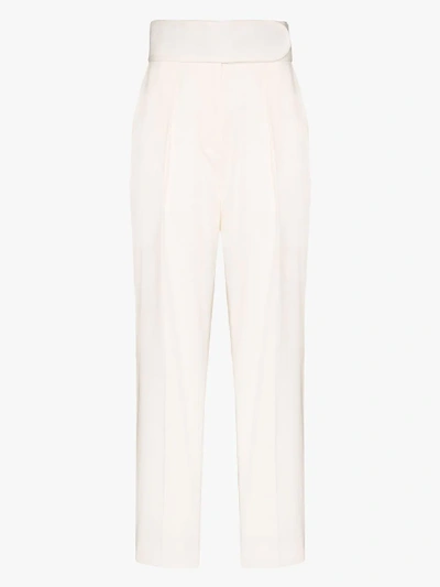 Shop We11 Done High Waist Straight Leg Trousers In White