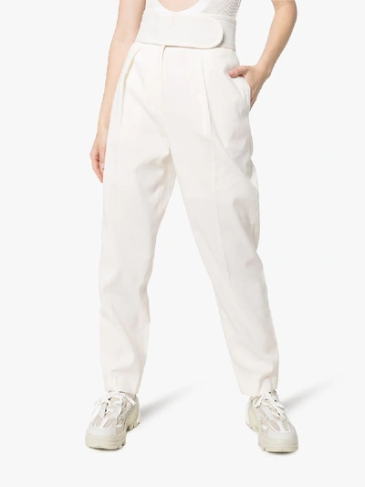 Shop We11 Done High Waist Straight Leg Trousers In White