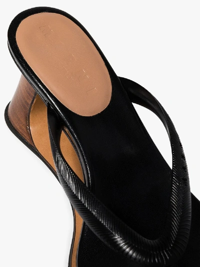 Shop Marni Black 75 Sculptural Wedge Leather Sandals