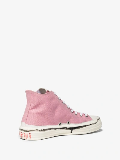 Shop Marni Pink Canvas High Top Sneakers