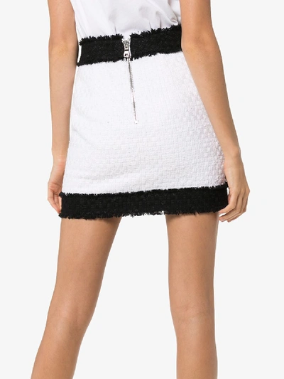 Shop Balmain Two Tone Tweed Mini Skirt In Black