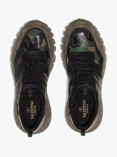 Shop Valentino Green And Black Rockrunner Plus Camouflage Sneakers