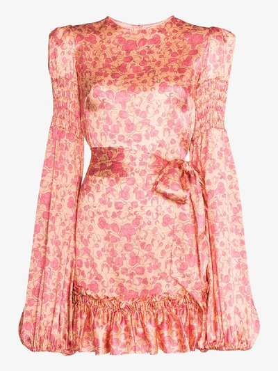 Shop The Vampire's Wife Whole Lotta Frilled Silk Mini Dress In Pink