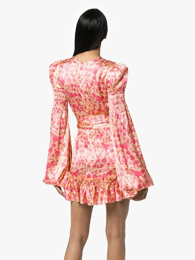 Shop The Vampire's Wife Whole Lotta Frilled Silk Mini Dress In Pink