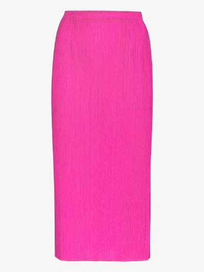 Shop Issey Miyake High Waist Plissé Midi Skirt In Pink