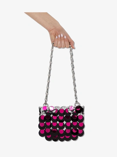 Shop Rabanne Paco   Pink And Black Sparkle Nano 1969 Shoulder Bag