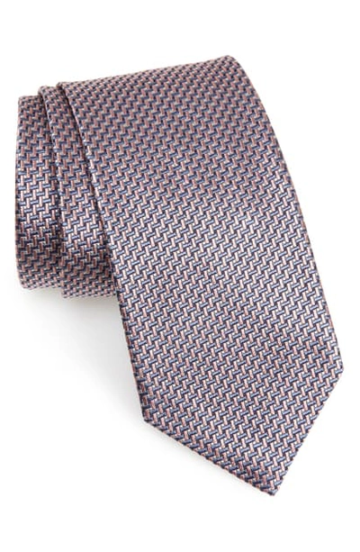 Shop Brioni Geometric Silk Tie In Old Rose/ Lead