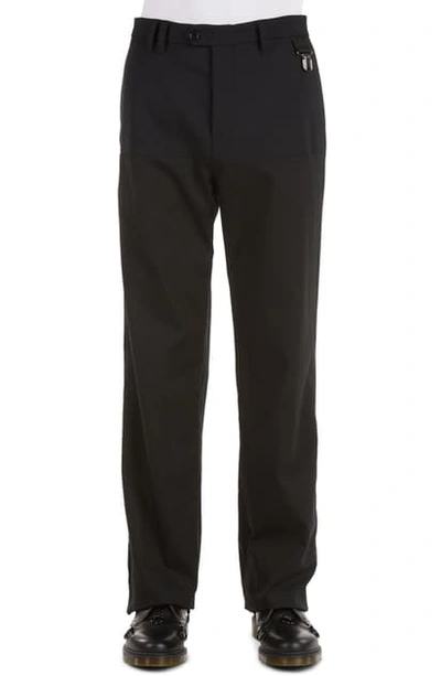 Shop Raf Simons Horizontal Panel Wool Blend Pants In Black99