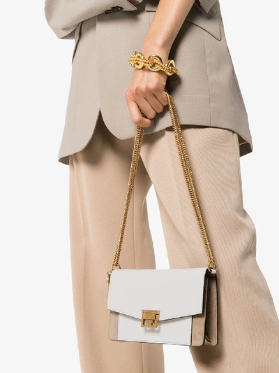 Shop Givenchy White Gt Gv3 Leather Shoulder Bag