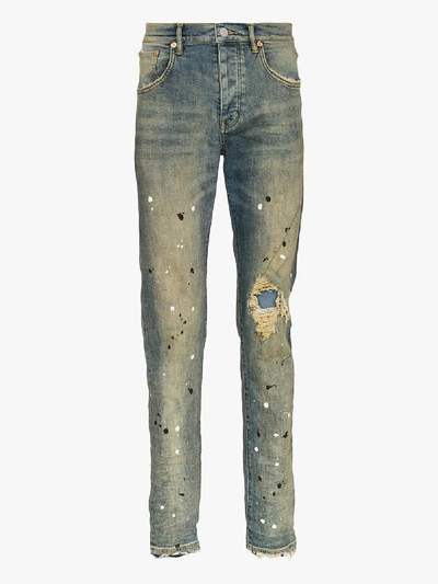 Shop Purple Brand Paint Splatter Jeans In Blue