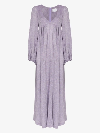 Shop Lisa Marie Fernandez Carolyn V-neck Cotton Maxi Dress In Purple