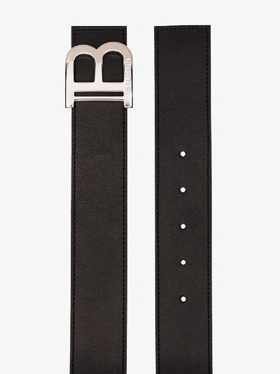 Shop Balmain Black B Buckle Leather Belt