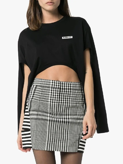 Shop Burberry Cutout Swan Print Oversized Top In Black