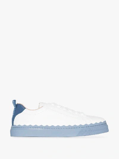 Chloé Chloe White And Blue Lauren Sneakers In Blue