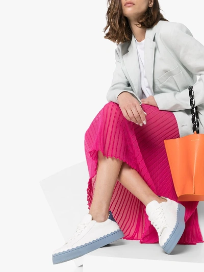 Chloé Chloe White And Blue Lauren Sneakers In Blue