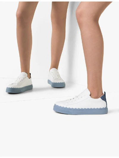 Chloé Chloe White And Blue Lauren Sneakers In Blue