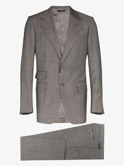 Shop Tom Ford Single-breasted Two-piece Wool Suit In Grey